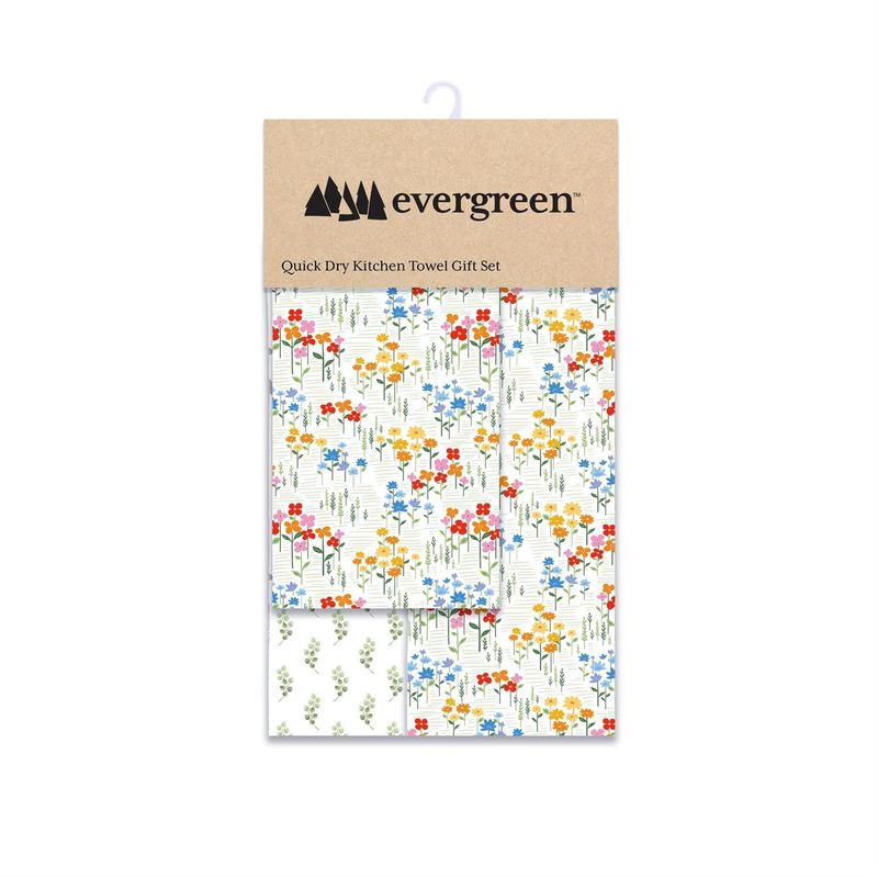 What She Shed - Sprinklin' Blossoms Quick Dry Kitchen Towel Set: 1 towel, 2 Dish Cloths
