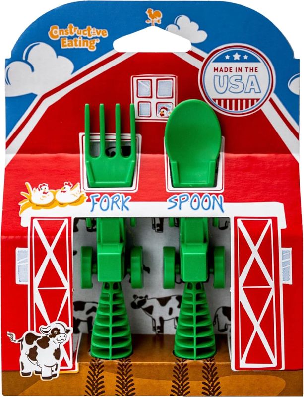 Green Spoon &amp; Fork Tractor Utensil