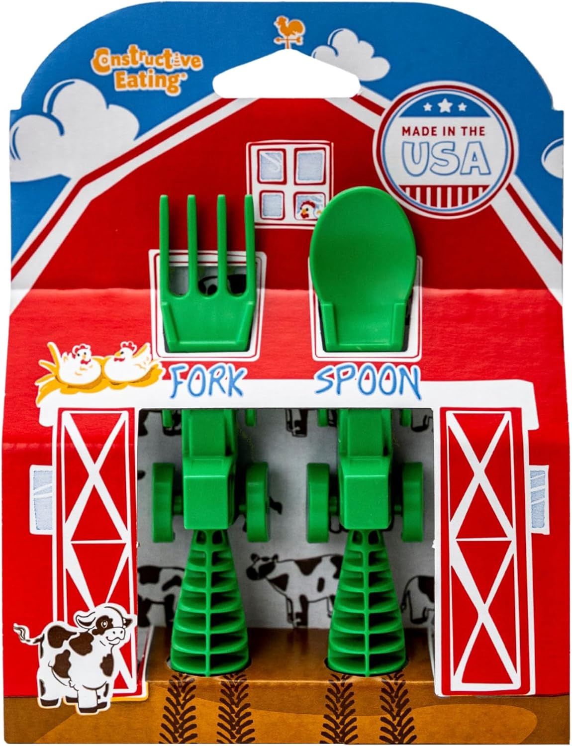 Green Spoon &amp; Fork Tractor Utensil