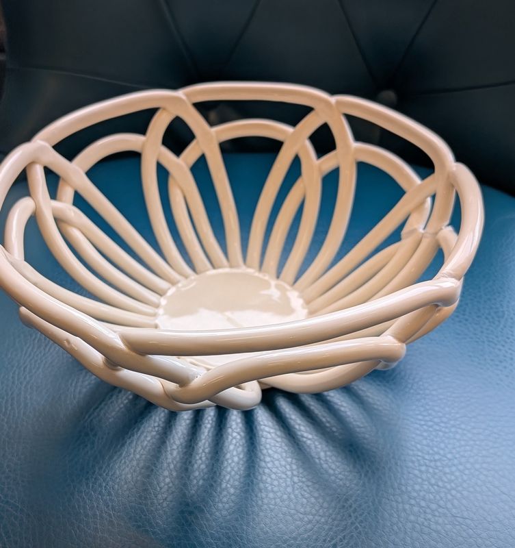 Handmade Stoneware Basket - Cream
