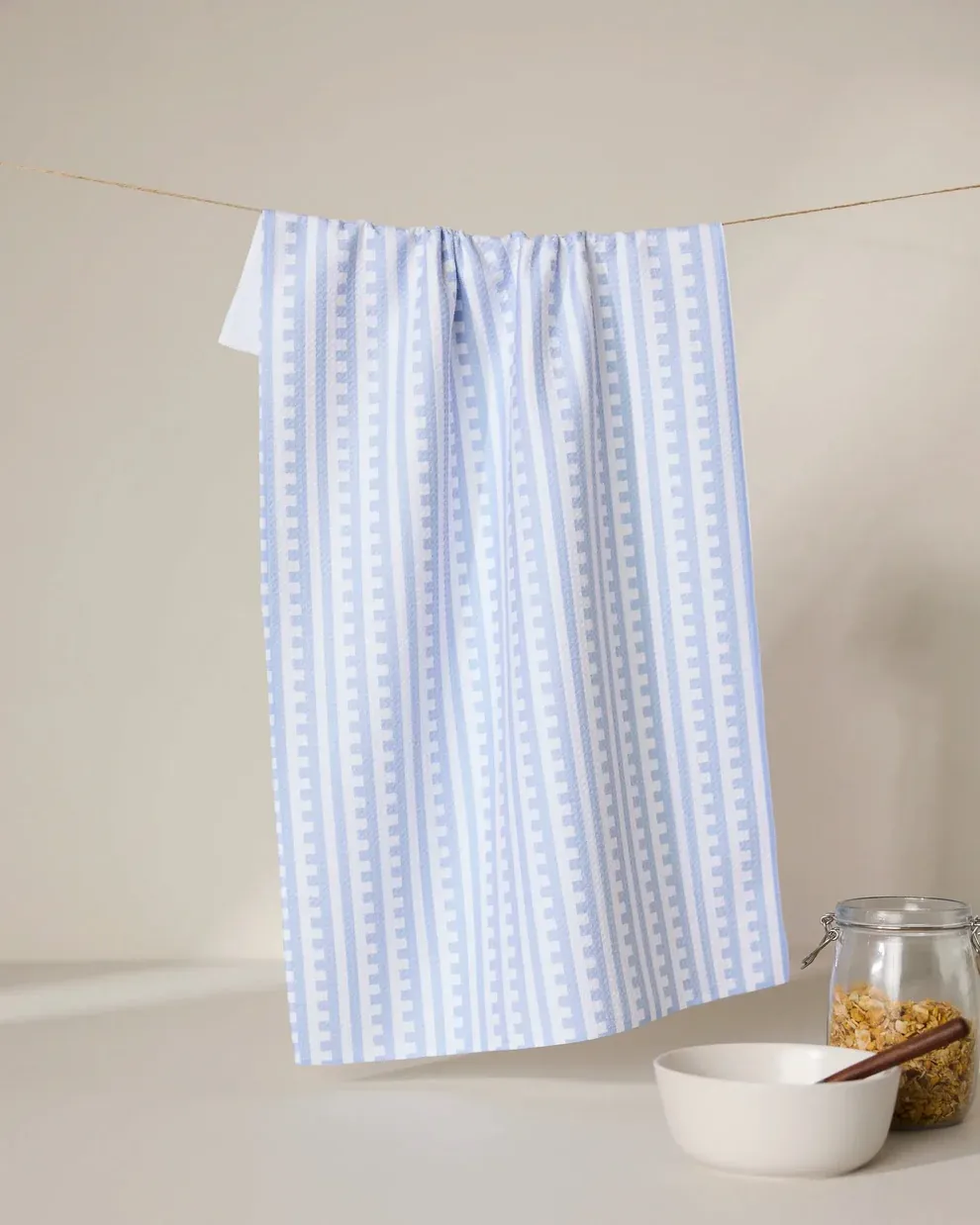 Fresh Linen Tea Towel Geometry