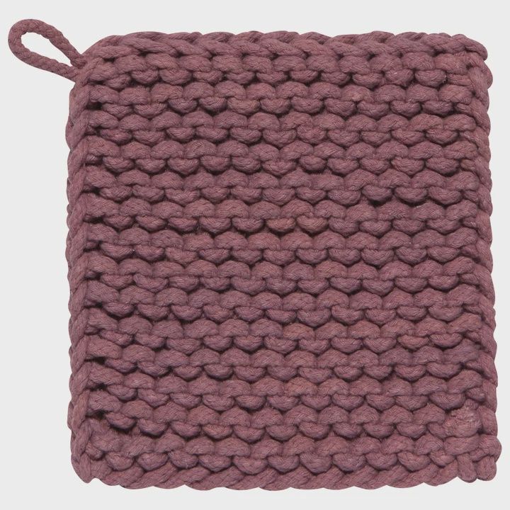 Heirloom Knit Potholder - Ash Plum