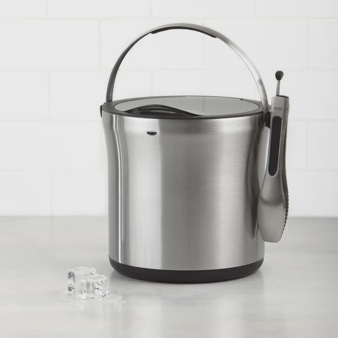 Steel Ice Bucket &amp; Tong Set