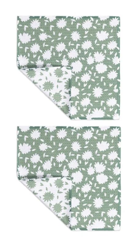 Aster Green Dish Cloth (Set of 2)