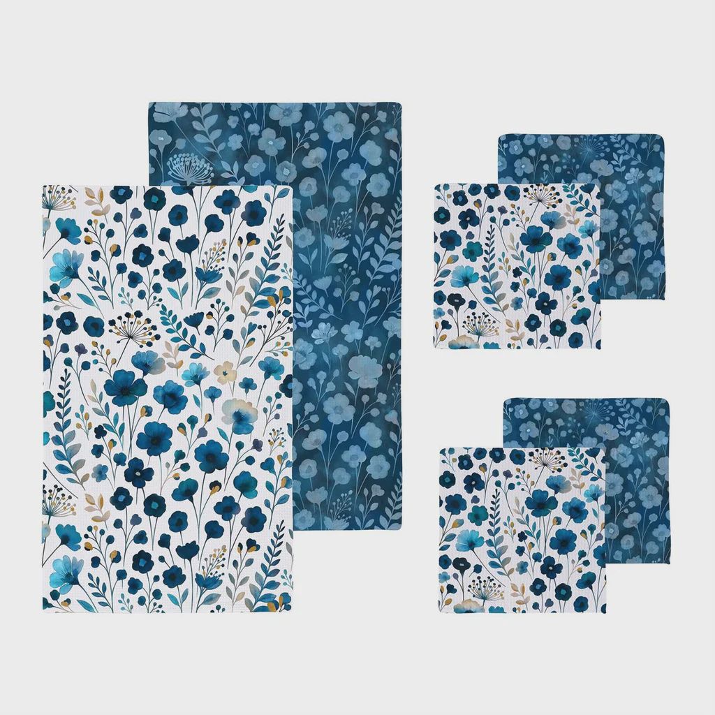 VivaStyle - Gilded Meadow Kitchen Gift Set: 1 towel, 2 dish cloths