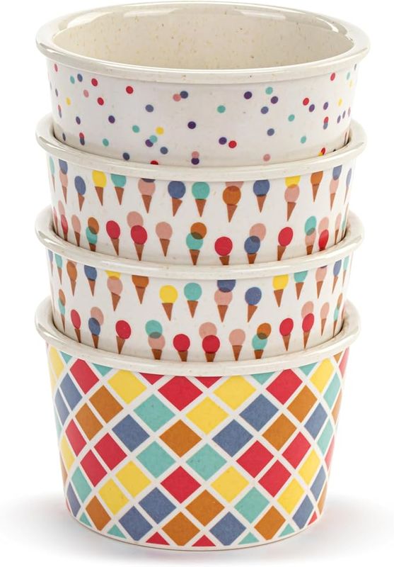 Ice Cream Melamine Bowls Set 4