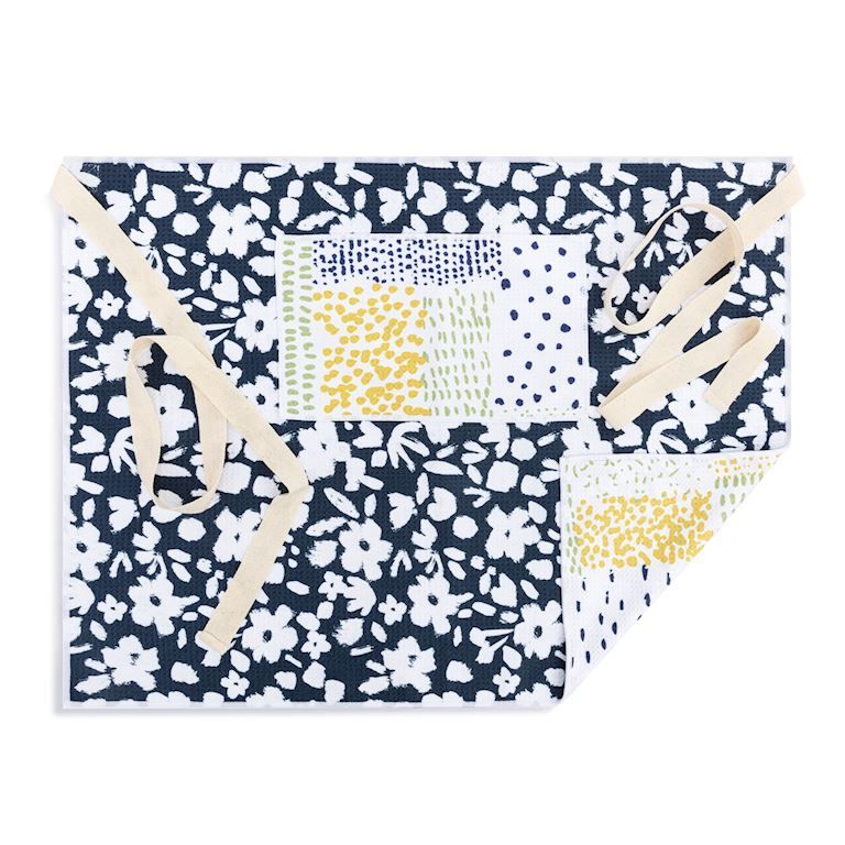 Absorbent Half Apron - Navy Floral