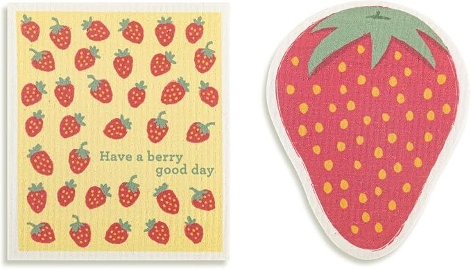 Strawberry Good Day Bio Dish Cloth - Set of 2
