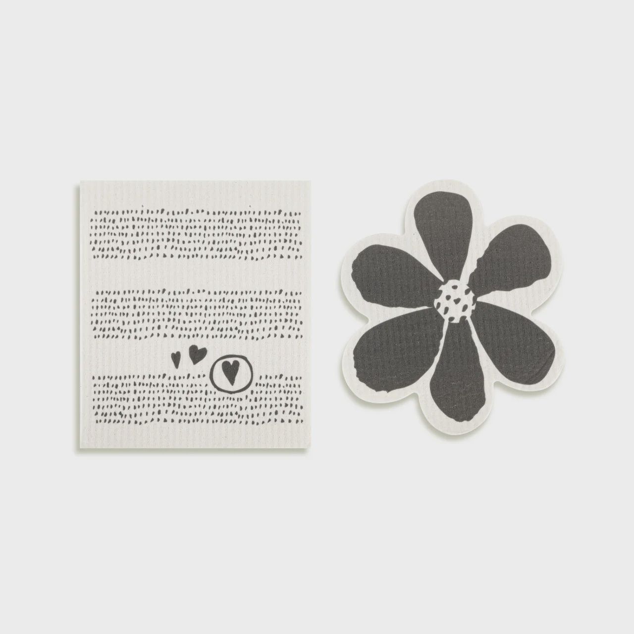 Black/White Floral Bio Dish Cloth - Set of 2