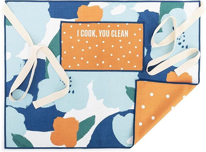 Absorbent Half Apron - Blue Orange Poppy