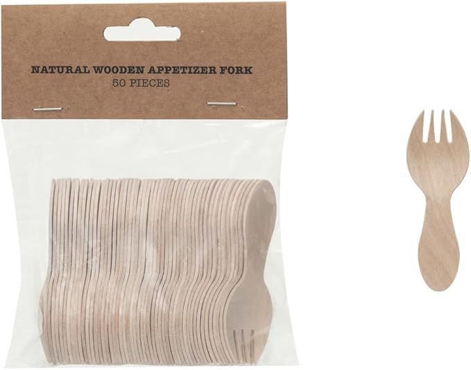 Natural Wooden Appetizer Fork 50 pieces