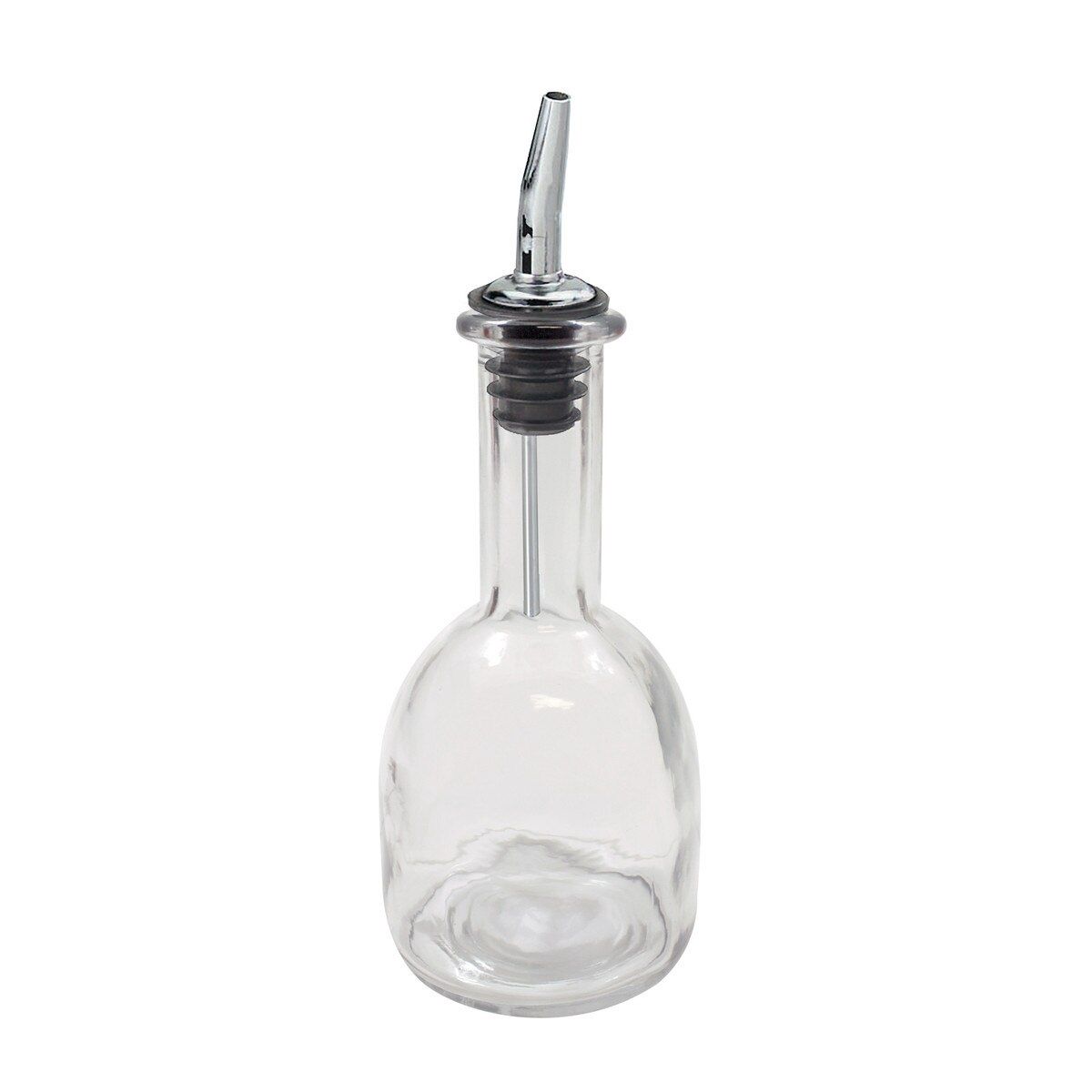 Clear Glass Oil Bottle w Weighted Pourer
