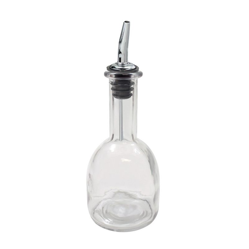 Clear Glass Oil Bottle w Weighted Pourer