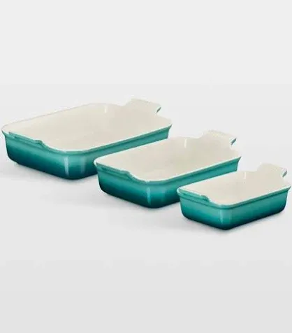 Set of 3 Rectangular Dishes - Bleu Riviera