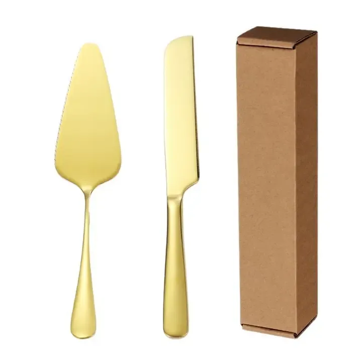 Gold Cake Knife &amp; Server Set 2pc
