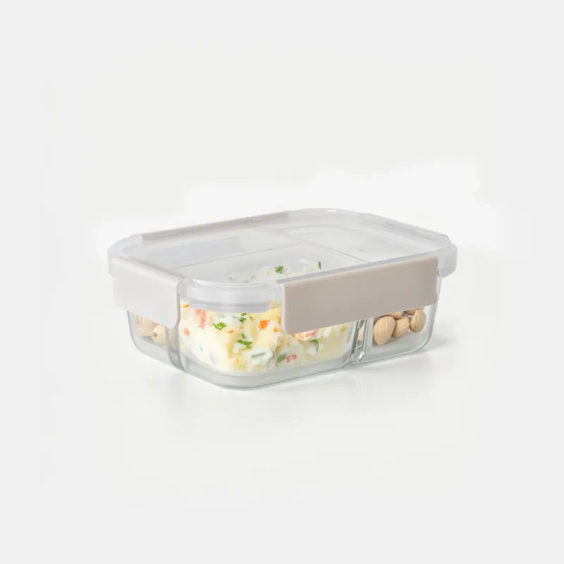 3 Divided Glass Bento Box - Vanilla