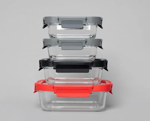 Rectangular Glass Container and Lid Set of 8