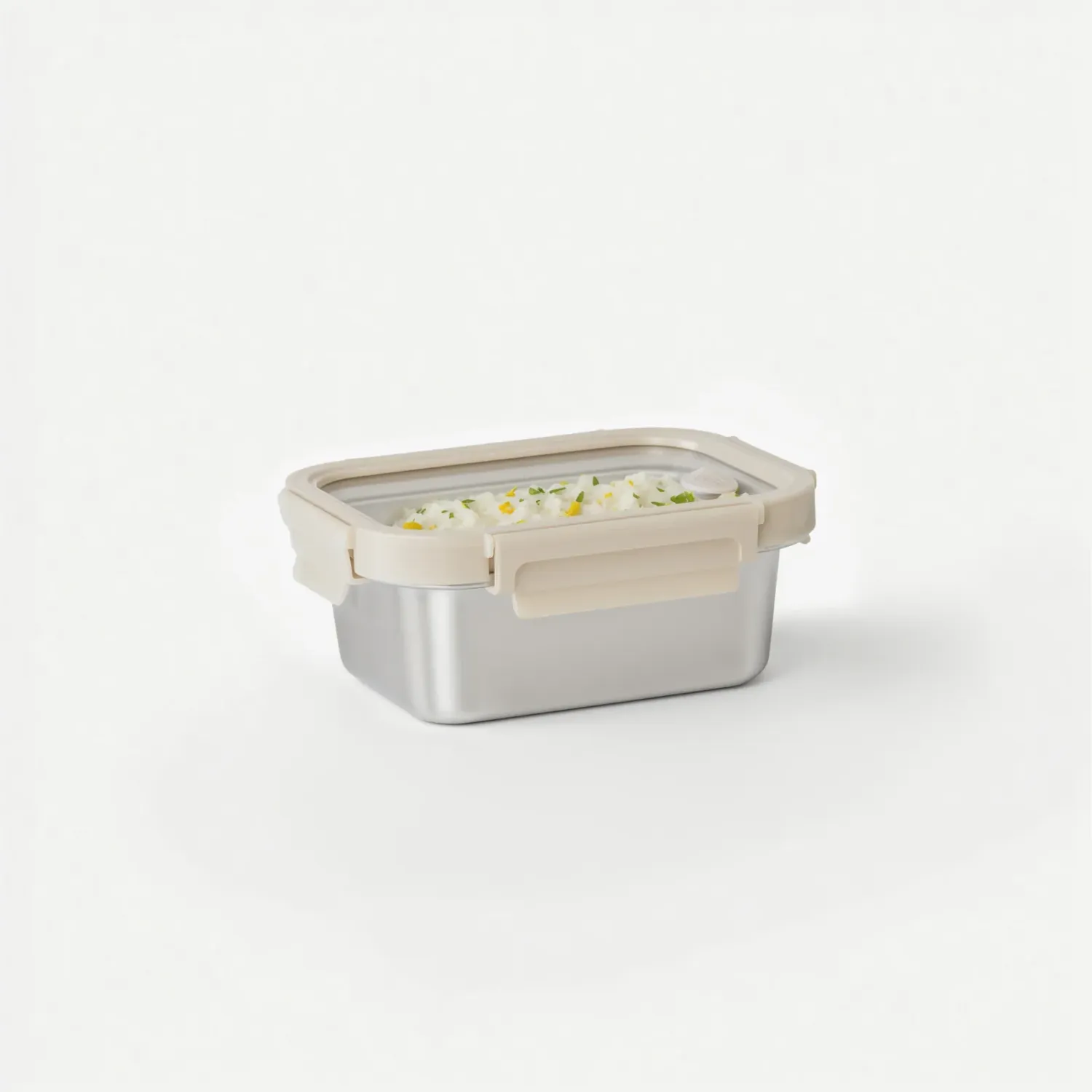 Stainless Steel Container with Glass with Vent- Rectangle Vanilla- Small