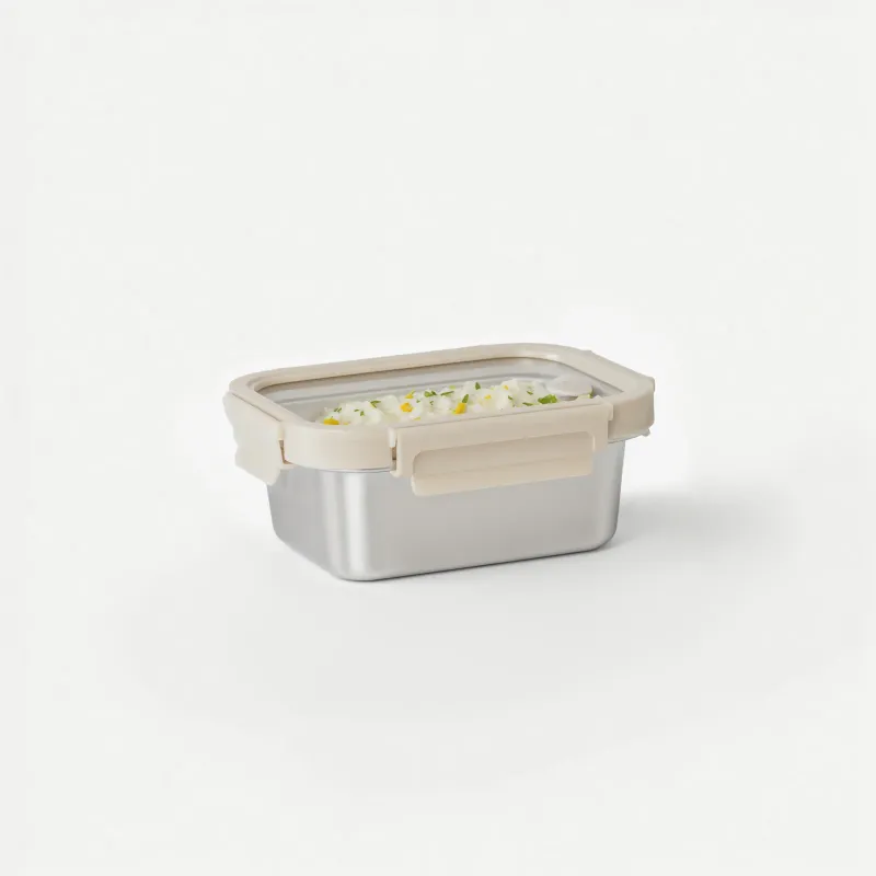 Stainless Steel Container with Glass with Vent- Rectangle Vanilla- Small