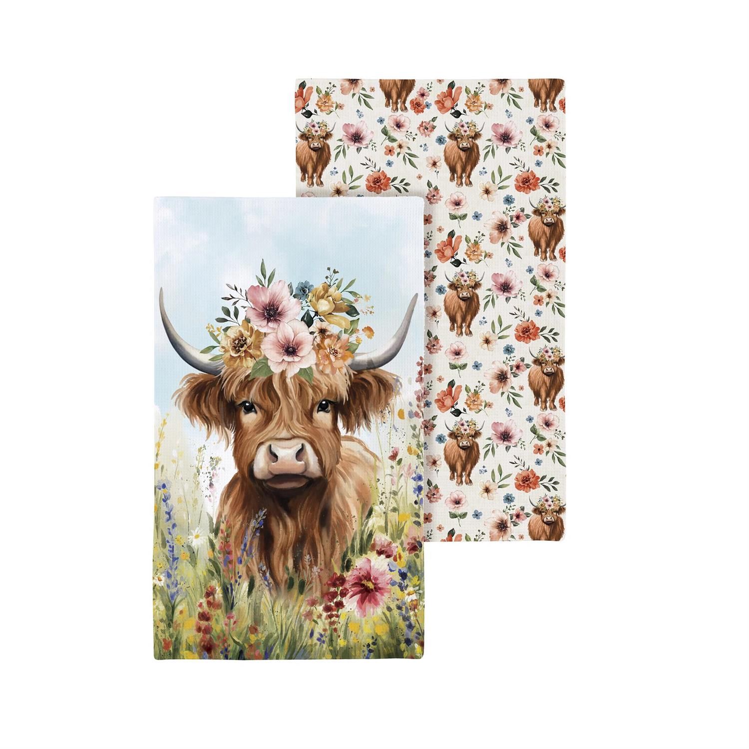 Farm Highland Cow Quick Dry Kitchen Towel