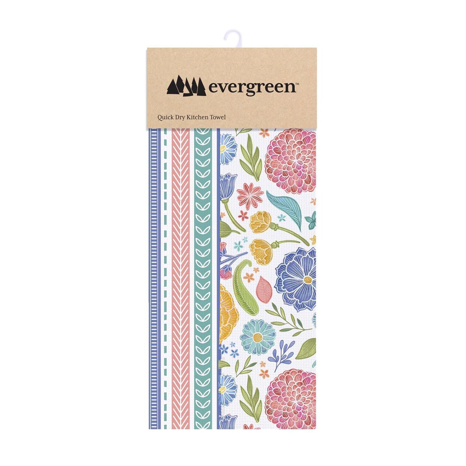 Block Florals Quick Dry Kitchen Towel