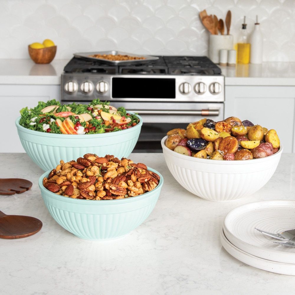 3 Piece Prep &amp; Serve Mixing Bowl Set- Sea Glass