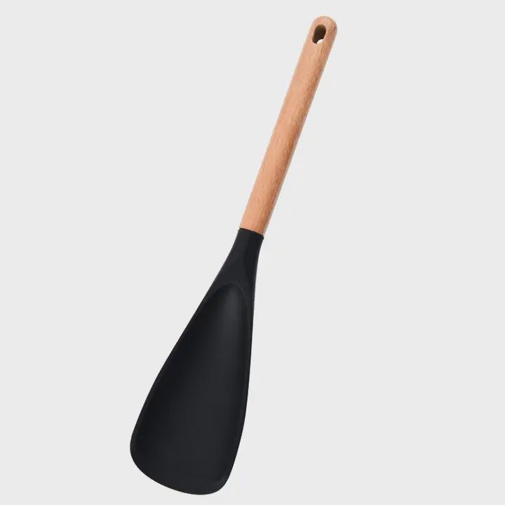 Silicone Cooking Spoon, Wood Handle - Large