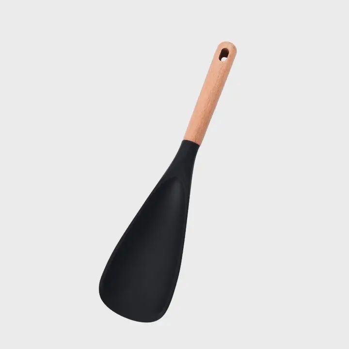 Silicone Cooking Spoon, Wooden Handle - Small