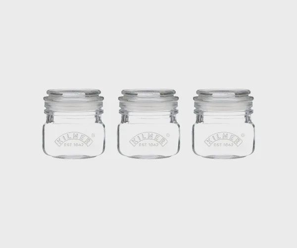 Glass Push Top Square Jar Set
