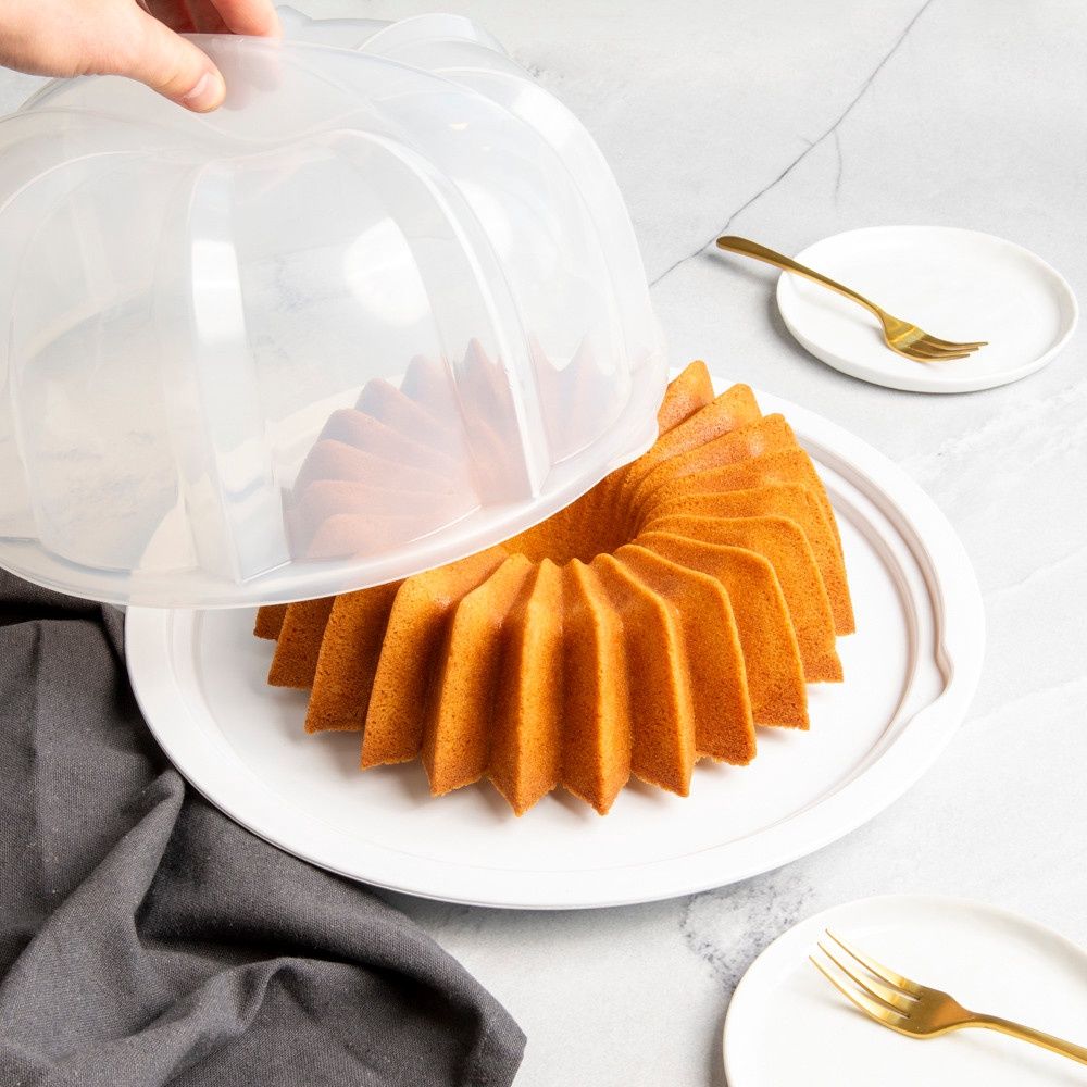 Translucent Bundt Cake Keeper - White
