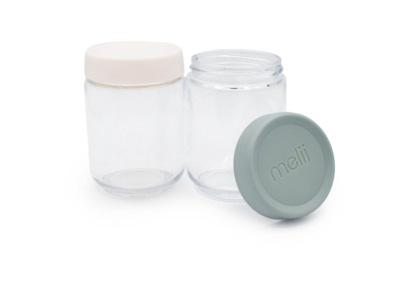 Melii Glass Overnight Oats Jars, Set of 2 - Ivory Sage