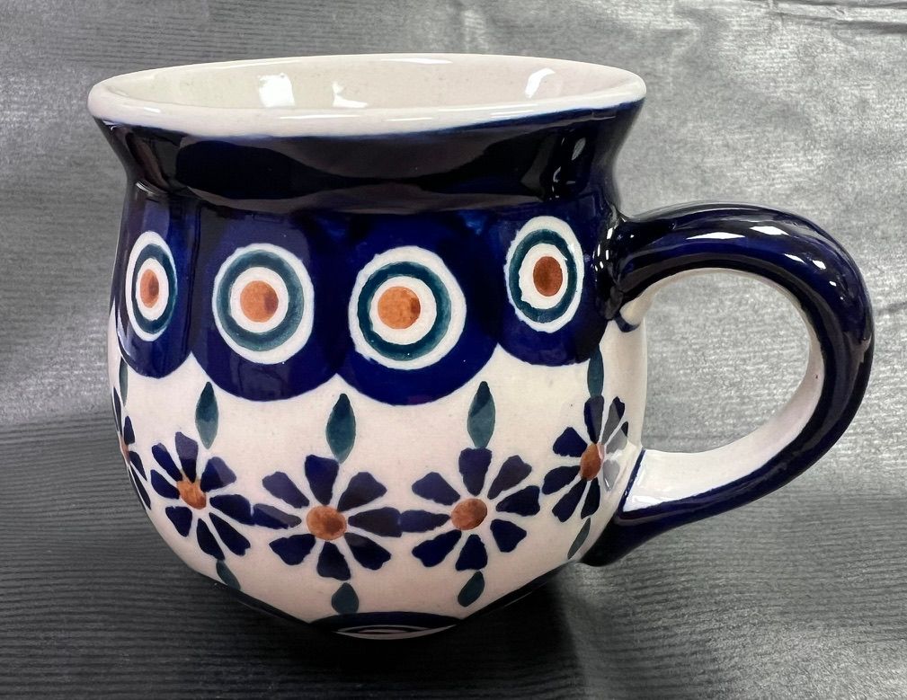 7oz small belly mug (floral peacock)