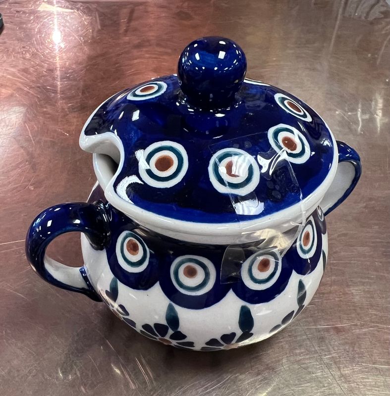 3.5" Round Sugar Bowl (floral peacock)