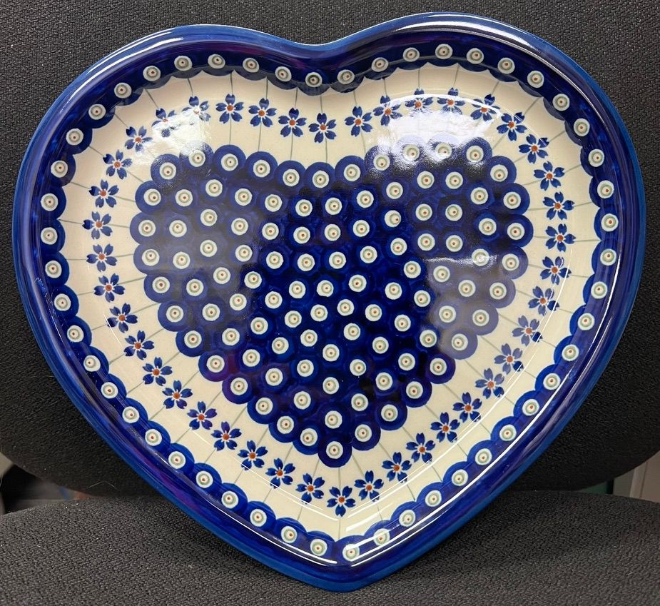 11" x 10" heart shaped plate (petite floral peacock)