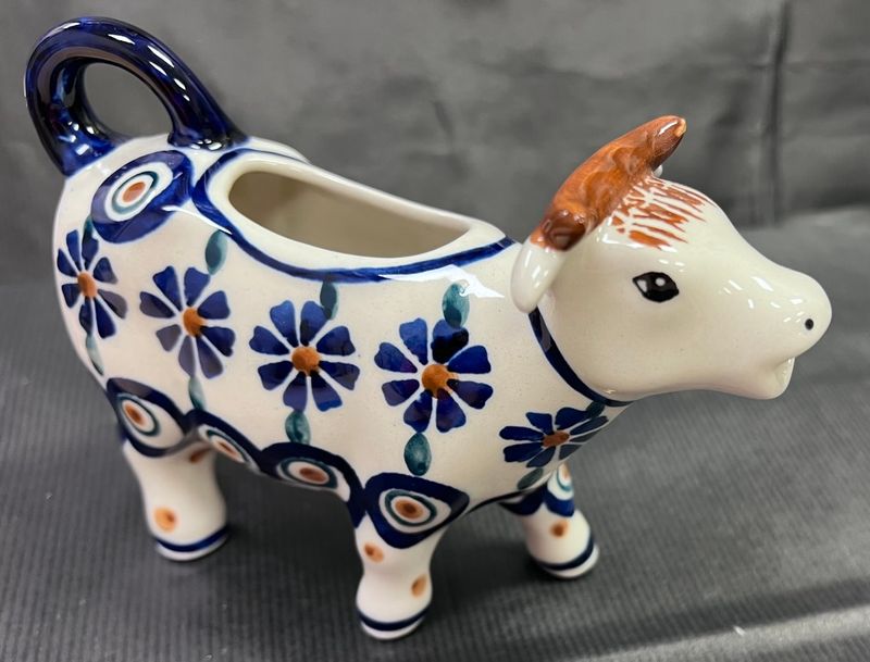 4oz cow creamer (floral peacock)