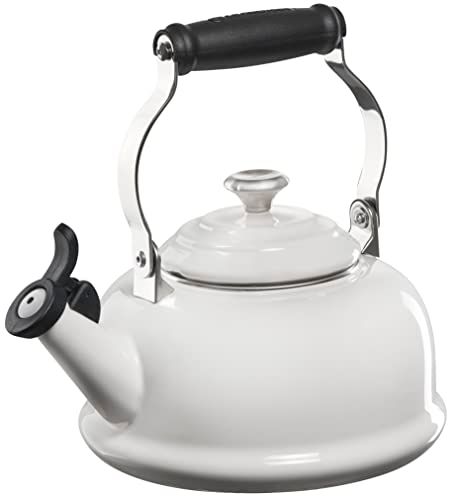 1.7 Quart Enamel on Steel Whistling Tea Kettle - White
