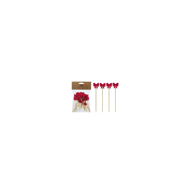 50 Bamboo Single Use Picks WBow Shaped handle