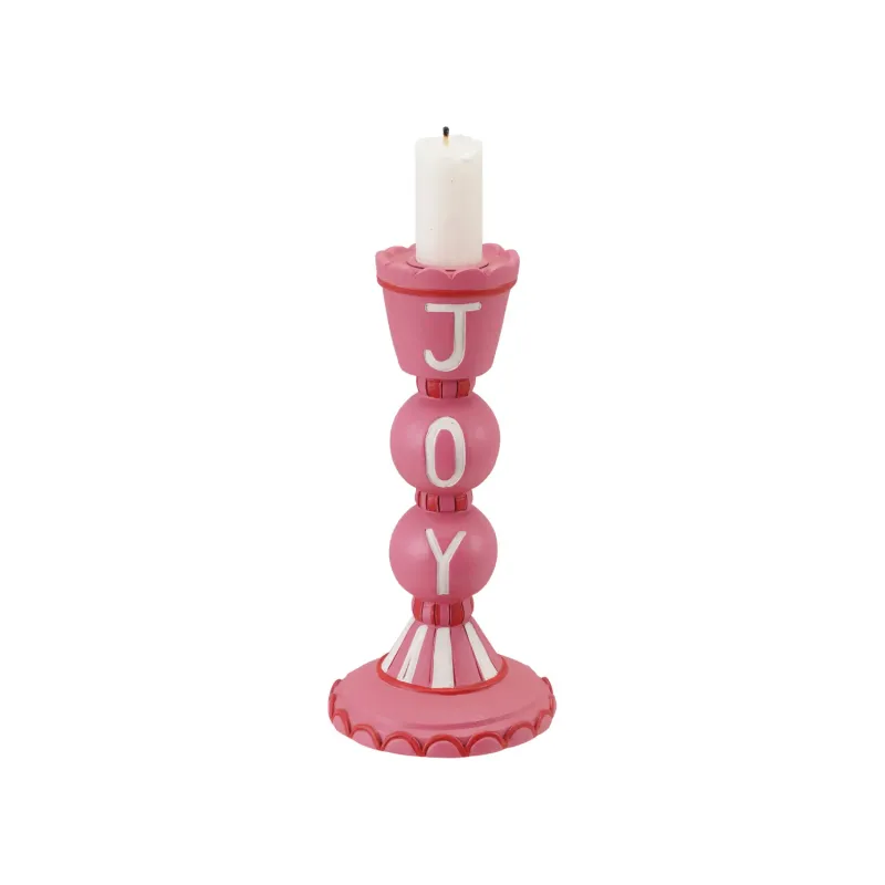 Resin Scalloped Taper Holder Joy, Pink