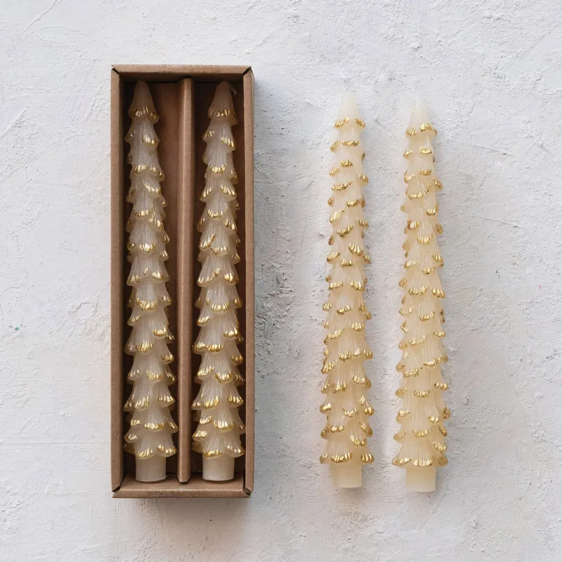 10" Unscented Tree Shaped Tapers, Cream