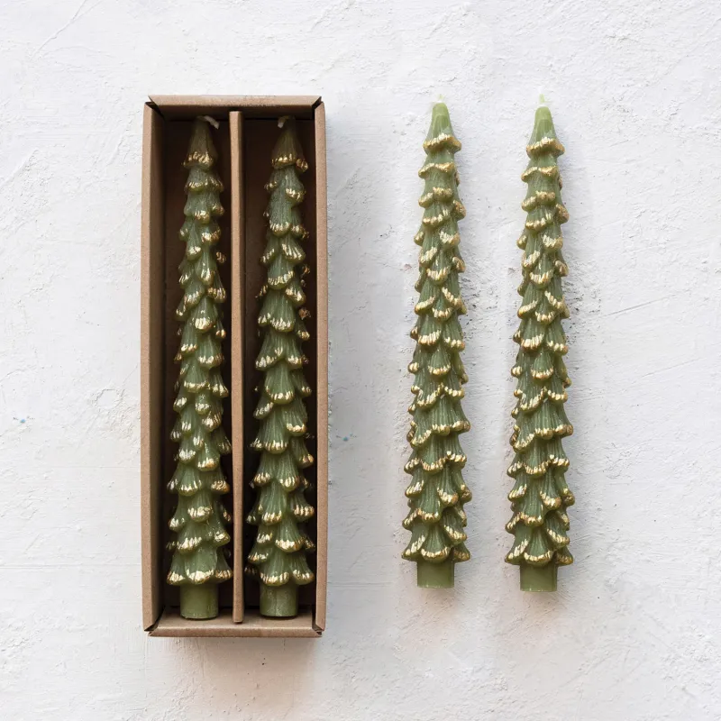 10" Unscented Tree Shaped Tapers, Cedar