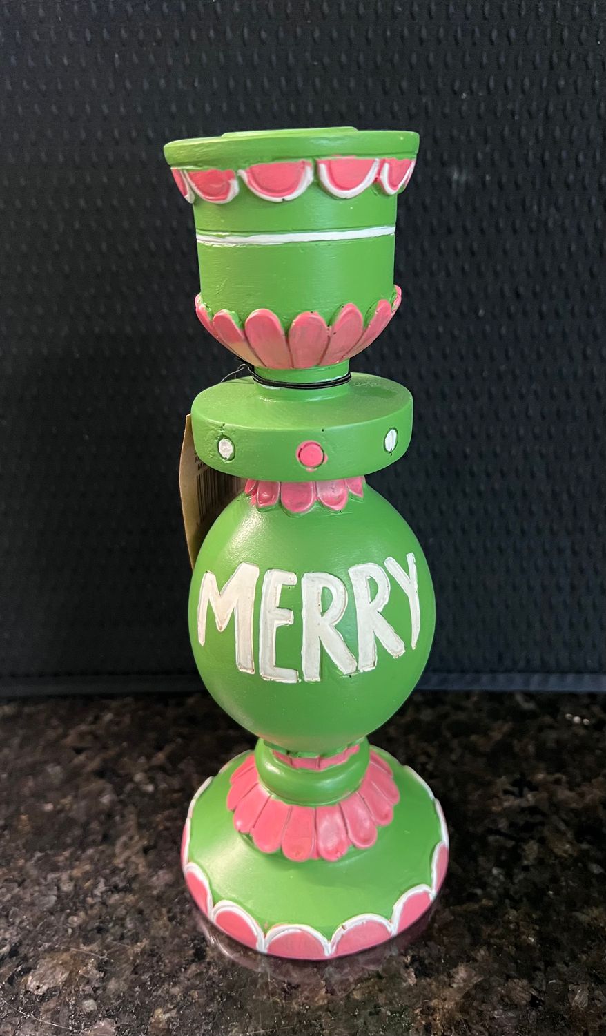 Resin Taper Holder Merry, Green, Pink, White