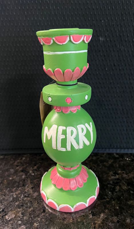 Resin Taper Holder Merry, Green, Pink, White