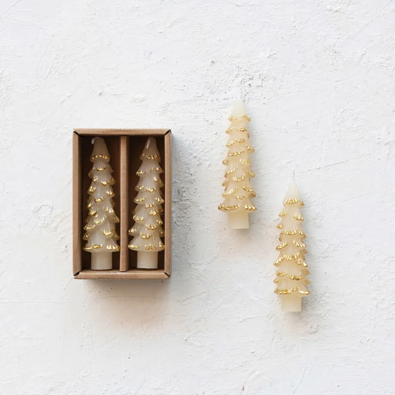 4.75" Unscented Tree Shaped Tapers, Cream
