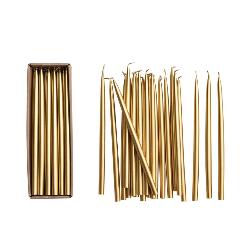S/36 10" Unscented Thin Taper Candles in Box, Gold