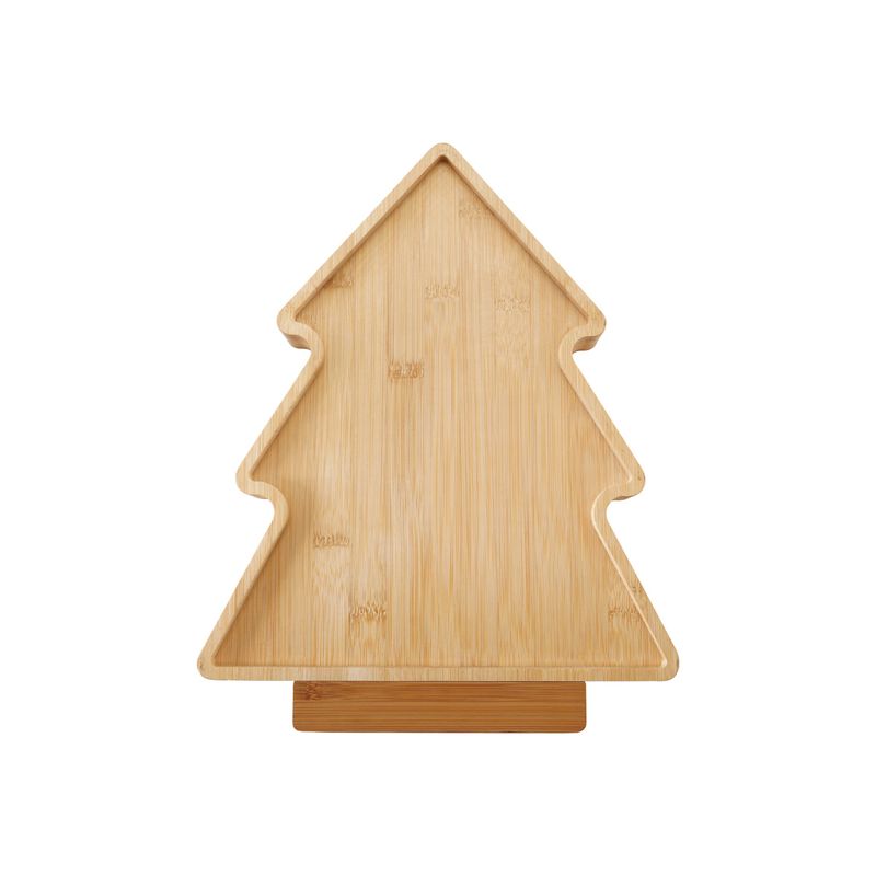 Bamboo Tree Shaped Cheese/Serving Board w/ Inset Cheese Knives