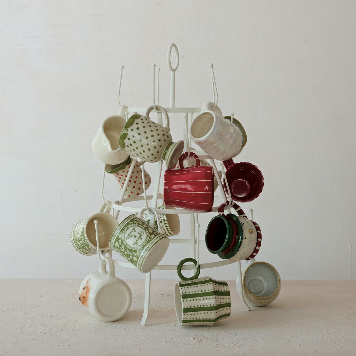 Metal Mug Rack, White