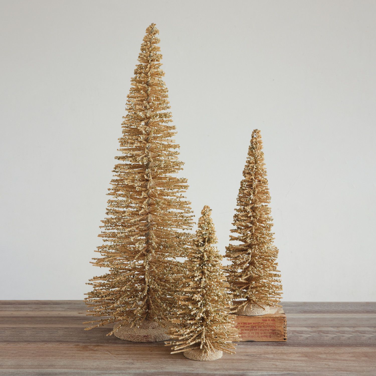 Wood Tree W Mica &amp; Glitter, Tan Color