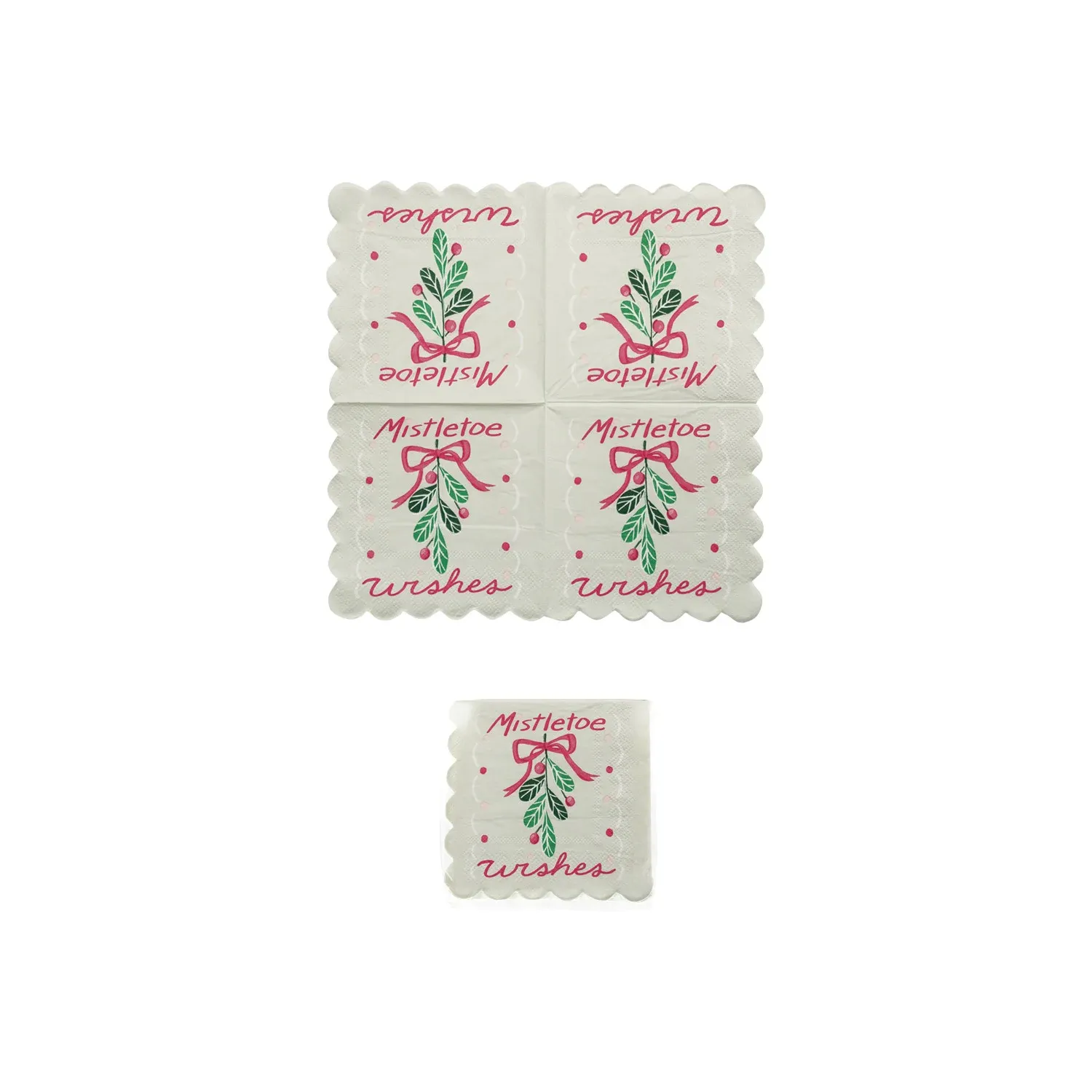 Paper Scalloped Napkins, Mistletoe Wishes, Multi Color