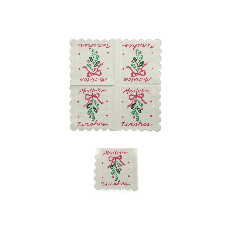 Paper Scalloped Napkins, Mistletoe Wishes, Multi Color