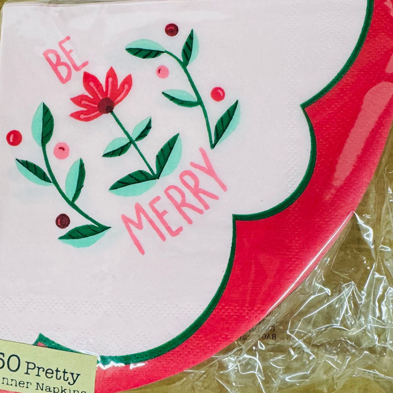 Paper Napkins W Flowers Be Merry Multi Color
